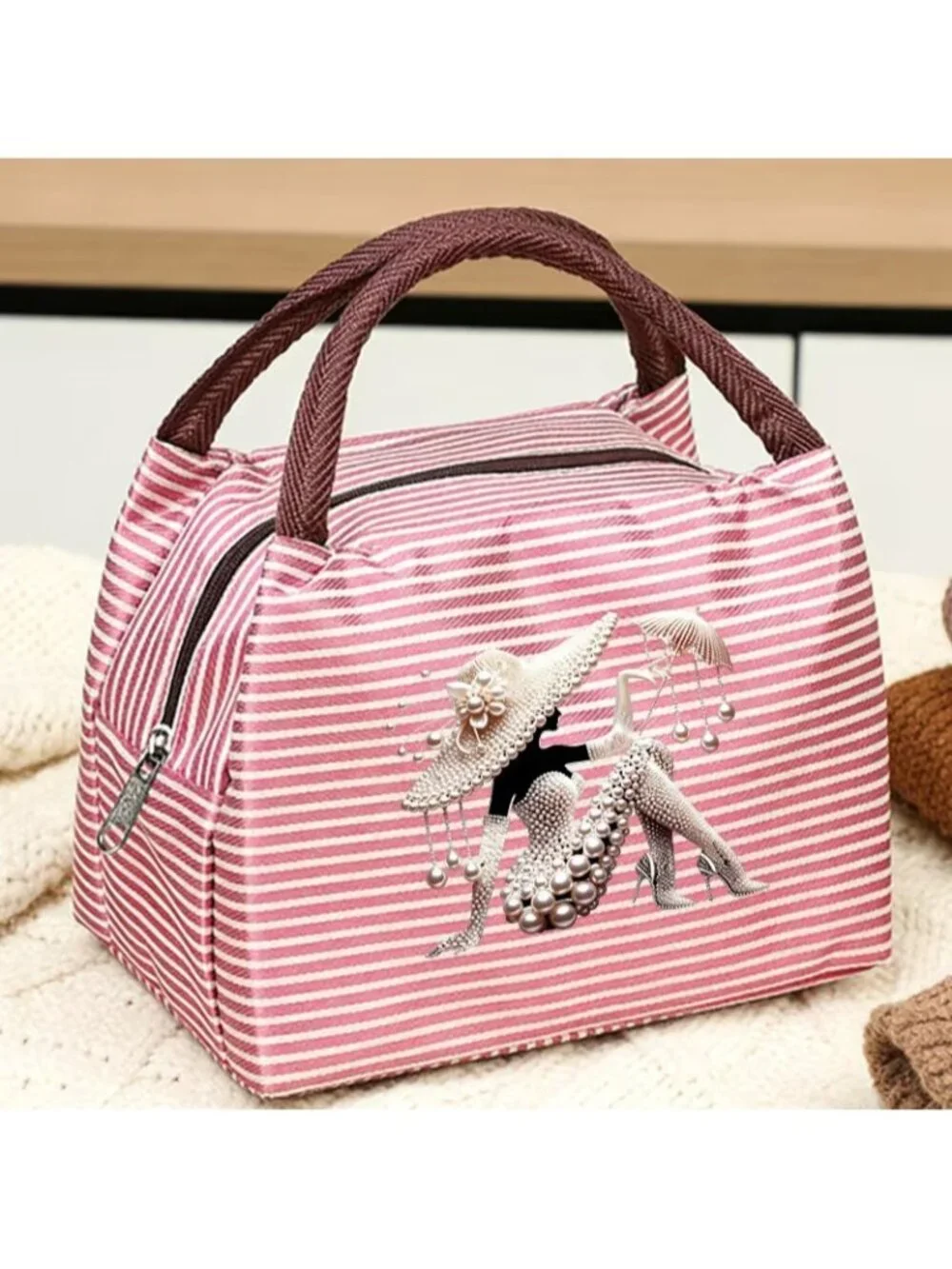 Women Handbag Vintage Faux Pearl Women Pattern Handbag Elegant Niche New in Bag